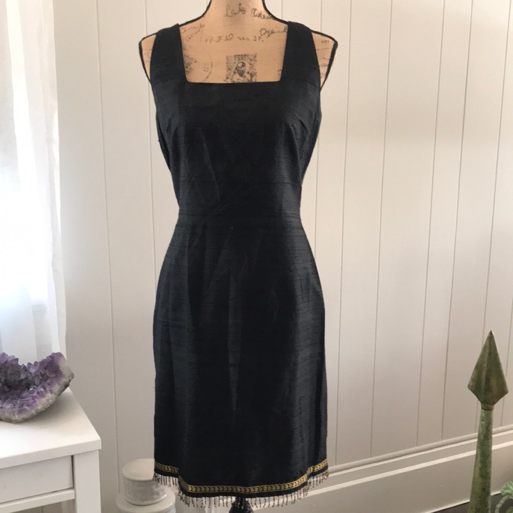 Black Dress by harlow, pure silk size 8. Detailed